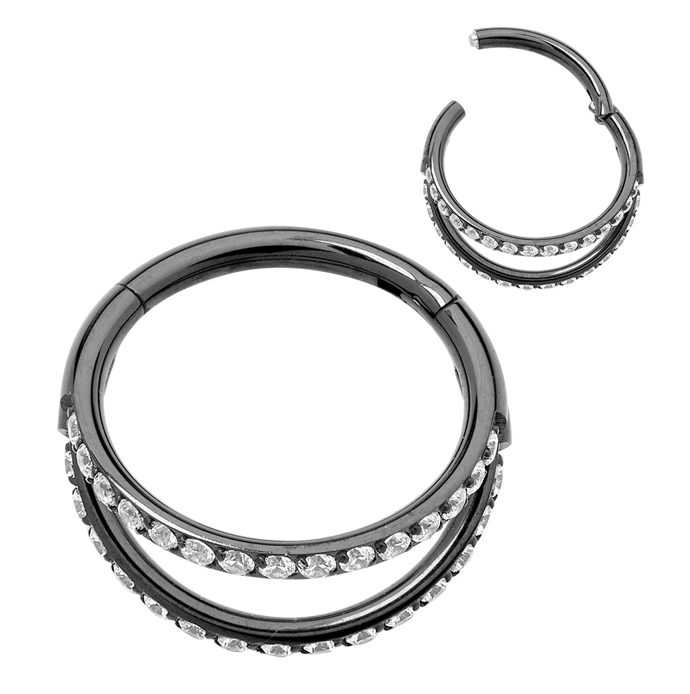 1 Pair Titanium 16G Gem Double Hinged Hoop Sleeper Earrings