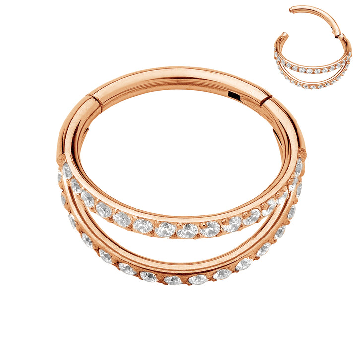 1 Pair Titanium 16G Gem Double Hinged Hoop Sleeper Earrings