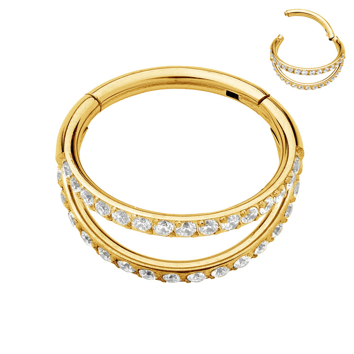 1 Pair Titanium 16G Gem Double Hinged Hoop Sleeper Earrings