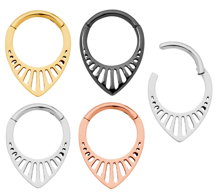 1 Piece 16G Titanium Tear Drop Hinged Hoop Segment Ring Earring 8mm 10mm
