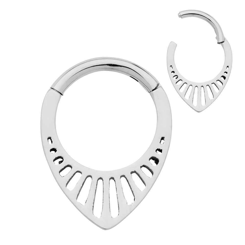 1 Piece 16G Titanium Tear Drop Hinged Hoop Segment Ring Earring 8mm 10mm