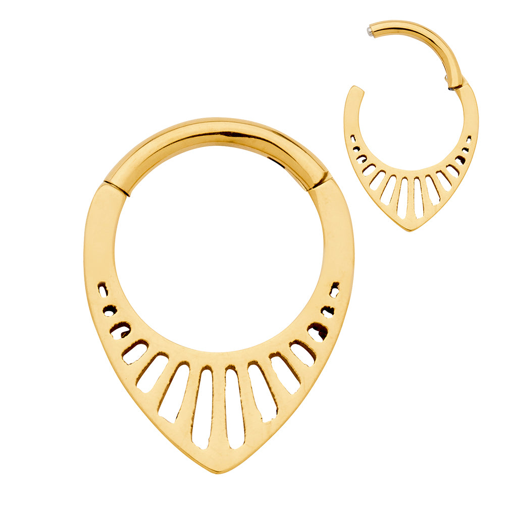 1 Piece 16G Titanium Tear Drop Hinged Hoop Segment Ring Earring 8mm 10mm