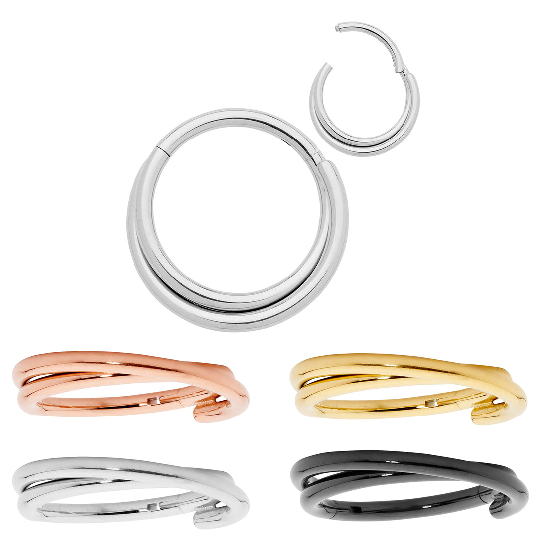 1 Piece 16G Titanium Double Twist Hinged Hoop Segment Ring Earring 8mm 10mm