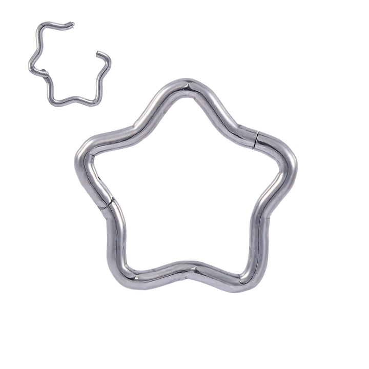 1 Pair Titanium Star Hinged Hoop Segment Ring Clicker Sleeper Earrings Body Piercing Jewellery 8mm 10mm