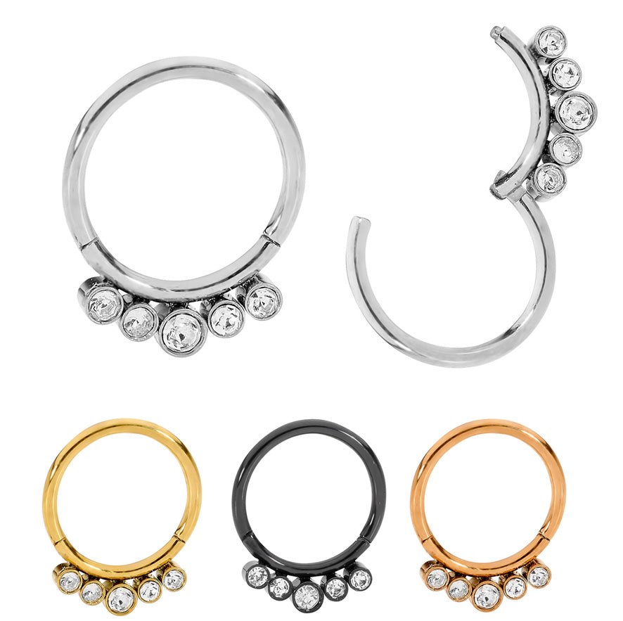 1 Pair Surgical Steel Gem Hinged Hoop Sleeper Earrings