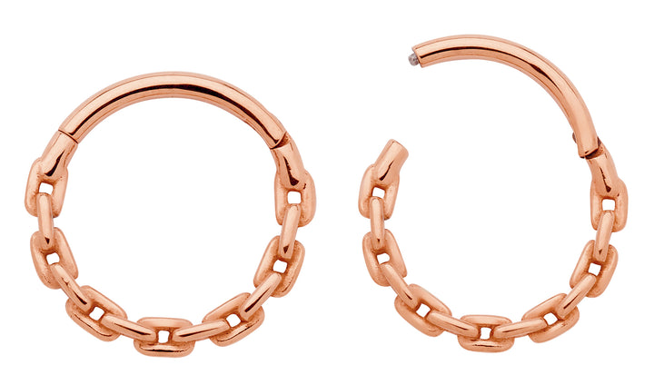 1 Pair Stainless Steel 16G Chain Link Hinged Hoop Sleeper Earrings 8mm 10mm