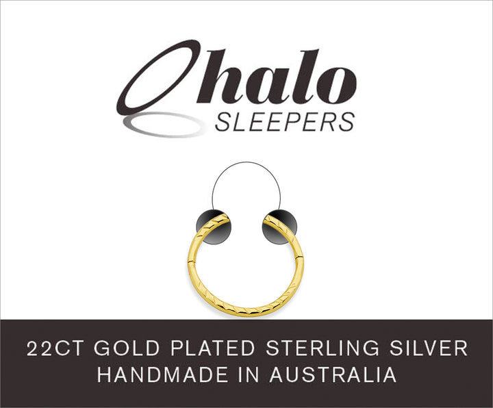 1 Piece 22ct Gold Plated Sterling Silver Diamond Cut Twist Hinged Hoop Sleeper Earring 8mm - 14mm