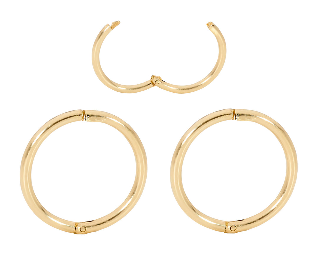 1 Pair 9ct Solid Yellow Gold Hinged Hoop Sleeper Earrings 8mm - 14mm