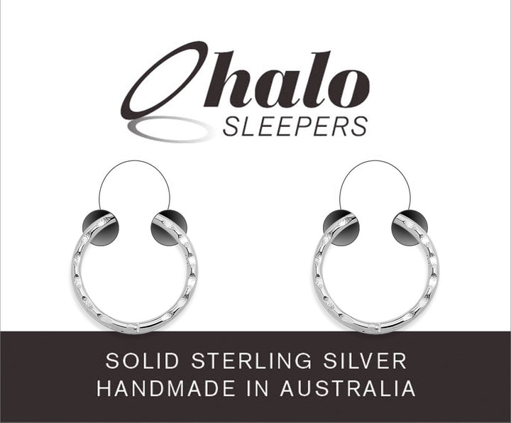 1 Pair Faceted Solid Sterling Silver Hinged Hoop Sleeper Earrings 8mm - 14mm