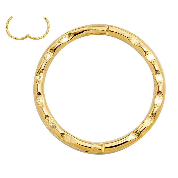 1 Piece 22ct Gold Plated Sterling Silver Faceted Hinged Hoop Sleeper Earring 8mm - 14mm