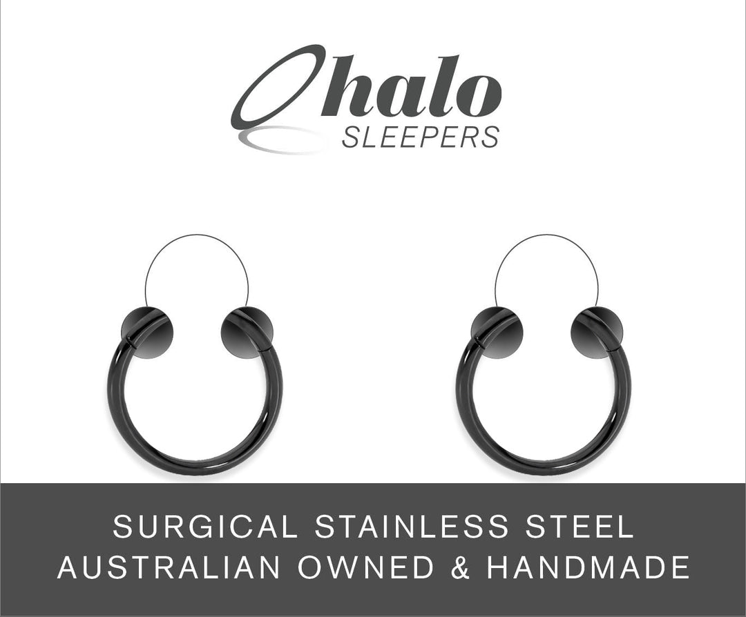 1 Pair 14G Stainless Steel Polished Hinged Hoop Sleeper Earrings 6mm - 12mm