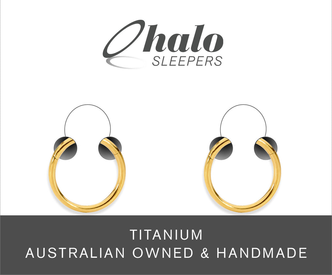 1 Pair 14G (thickest) Titanium Polished Hinged Hoop Sleeper Earrings 6mm – 12mm