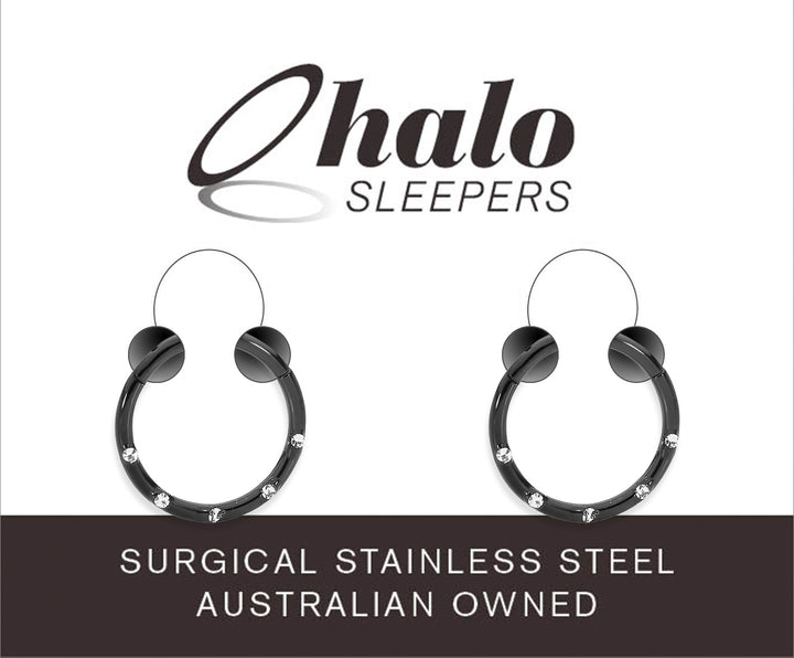 1 Pair 16G Stainless Steel Punch Set Gem Hinged Hoop Sleeper Earrings 8mm 10mm