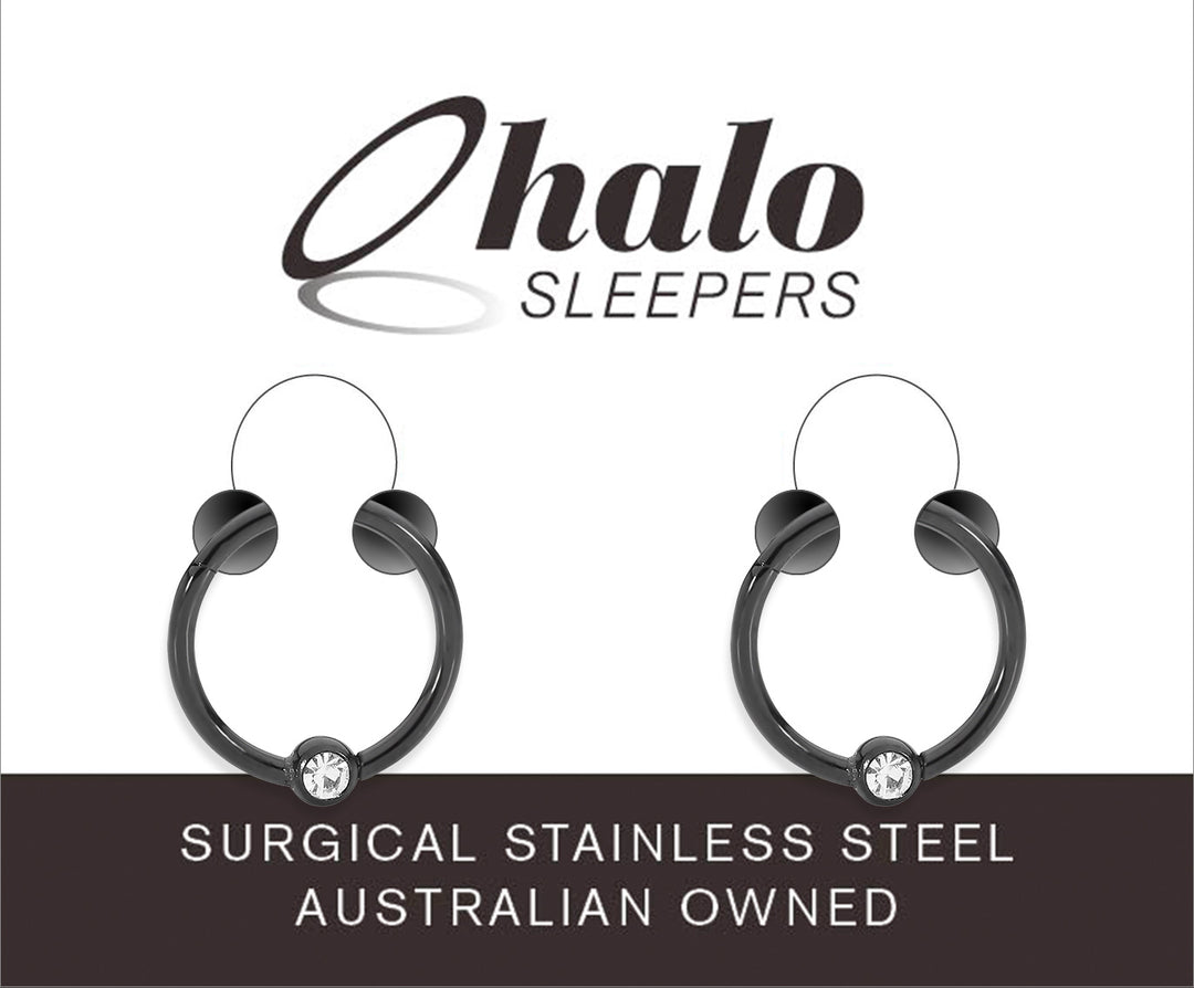1 Pair 16G Stainless Steel Gem Ball Closure Ring Hinged Hoop Sleeper Earrings 6mm - 10mm