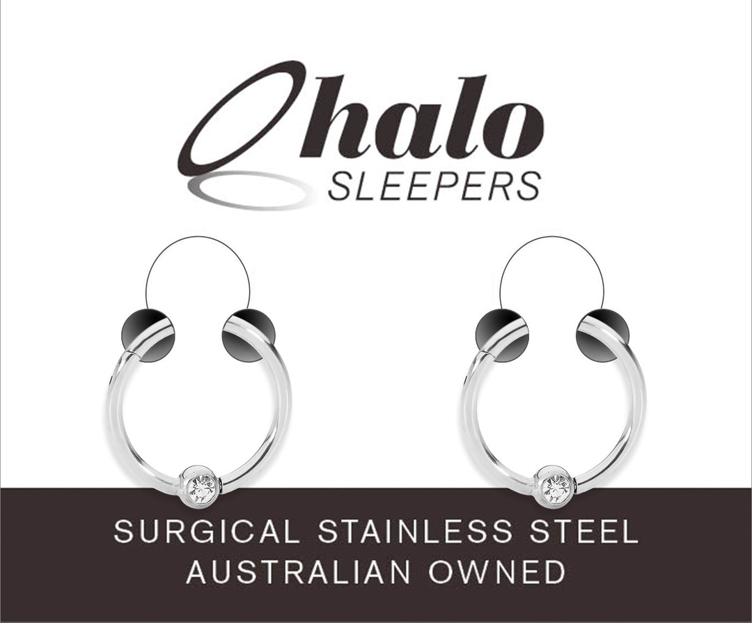 1 Pair 16G Stainless Steel Gem Ball Closure Ring Hinged Hoop Sleeper Earrings 6mm - 10mm