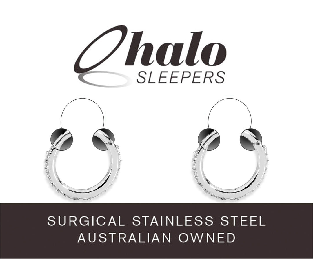 1 Pair 16G Stainless Steel Pave Gem Hinged Hoop Sleeper Earrings 7mm - 14mm