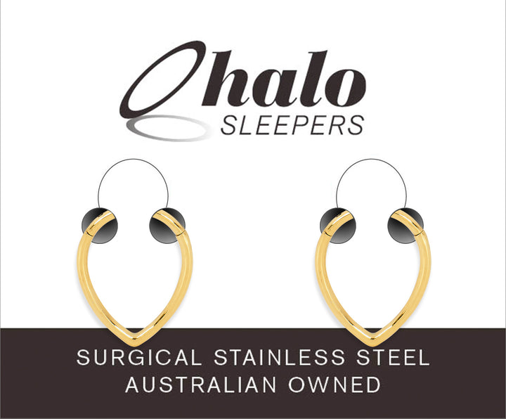 1 Pair 16G Stainless Steel Tear Drop Hinged Hoop Sleeper Earrings 8mm 10mm