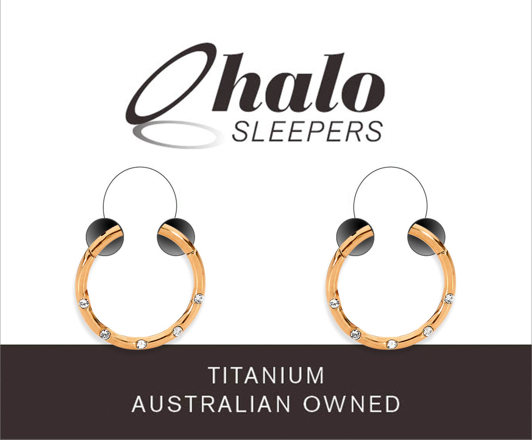 1 Pair 16G Titanium Gem Punch Set Hinged Hoop Sleeper Earrings 8mm 10mm