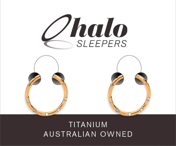 1 Pair 16G Titanium Gem Punch Set Hinged Hoop Sleeper Earrings 8mm 10mm