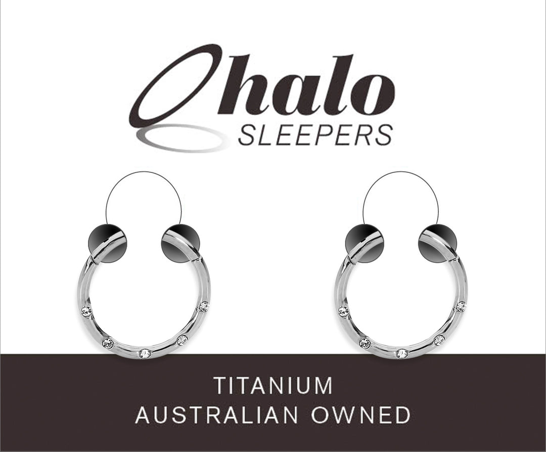 1 Pair 16G Titanium Gem Punch Set Hinged Hoop Sleeper Earrings 8mm 10mm