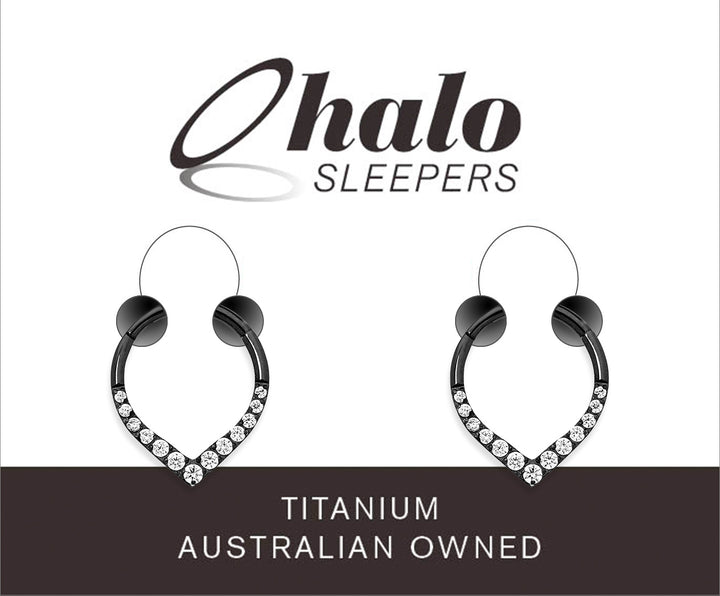 1 Pair 16G Titanium Gem Tear Drop Hinged Hoop Sleeper Earrings 8mm 10mm