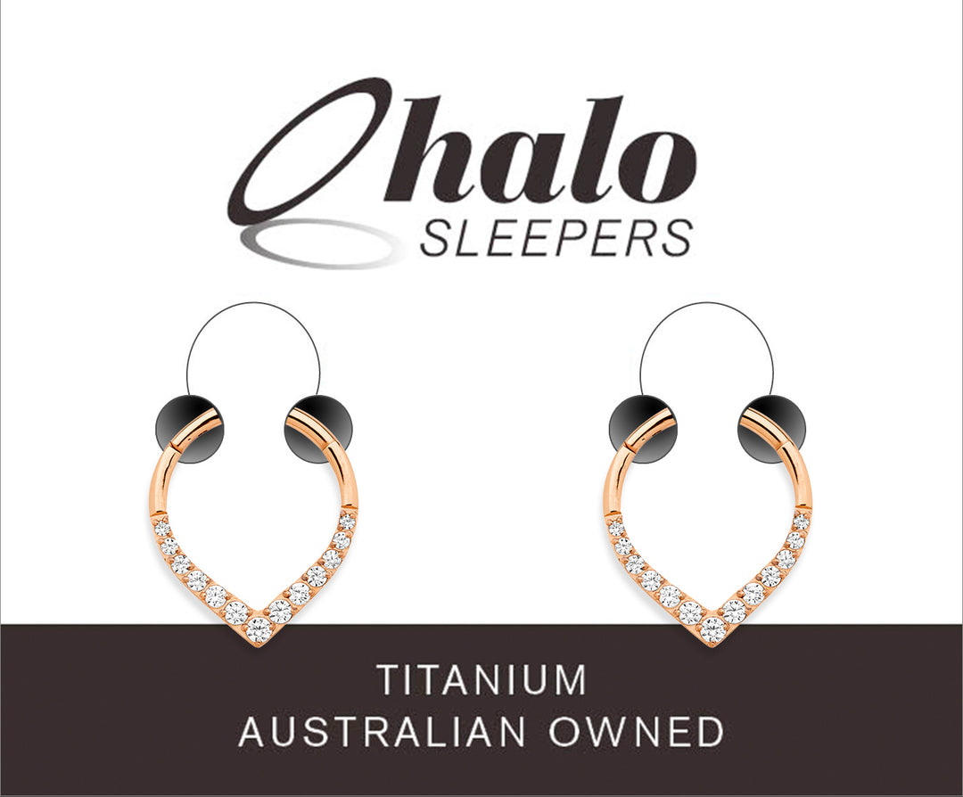 1 Pair 16G Titanium Gem Tear Drop Hinged Hoop Sleeper Earrings 8mm 10mm