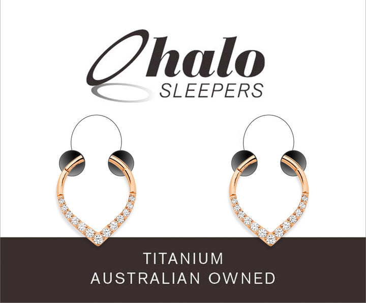 1 Pair 16G Titanium Gem Tear Drop Hinged Hoop Sleeper Earrings 8mm 10mm