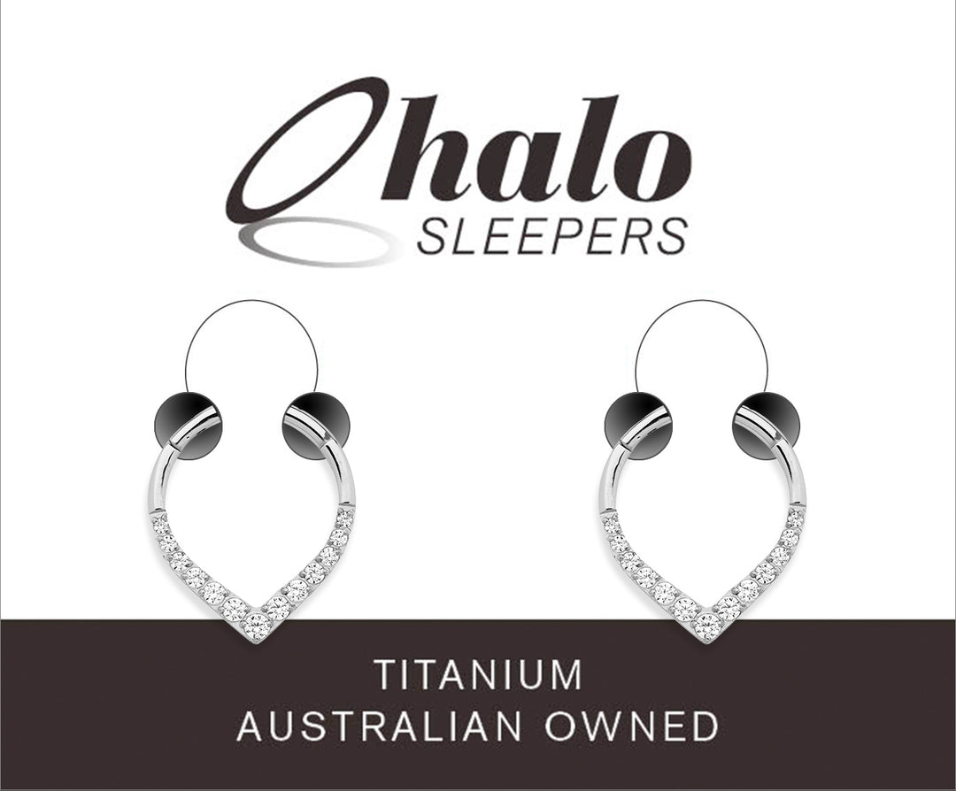 1 Pair 16G Titanium Gem Tear Drop Hinged Hoop Sleeper Earrings 8mm 10mm