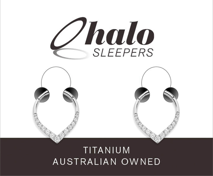 1 Pair 16G Titanium Gem Tear Drop Hinged Hoop Sleeper Earrings 8mm 10mm