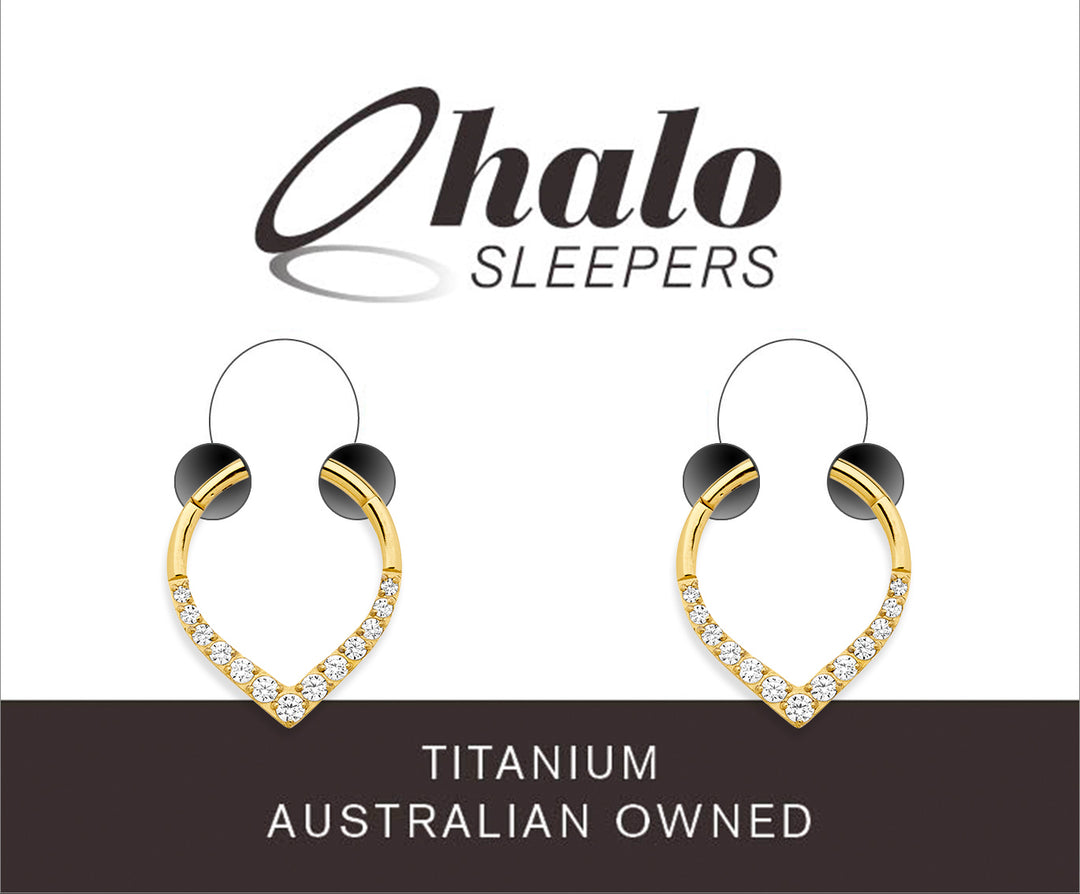1 Pair 16G Titanium Gem Tear Drop Hinged Hoop Sleeper Earrings 8mm 10mm