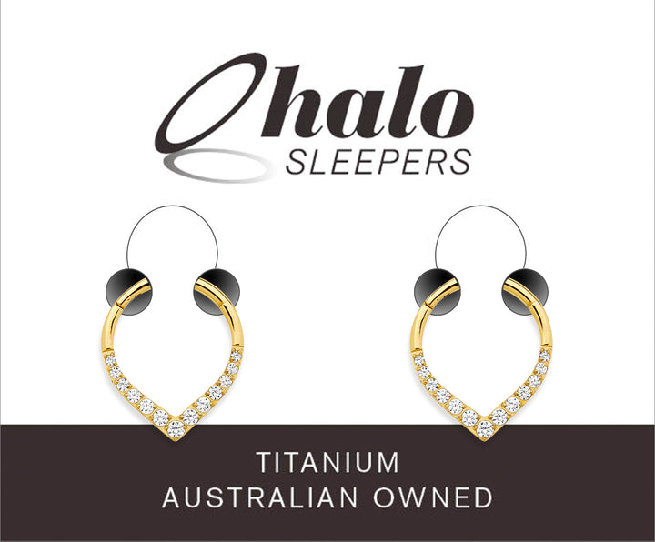 1 Pair 16G Titanium Gem Tear Drop Hinged Hoop Sleeper Earrings 8mm 10mm