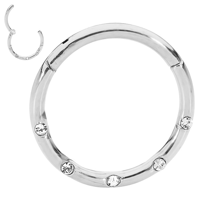1 Pair Surgical Steel 16G Gem Hinged Hoop Sleeper Earrings