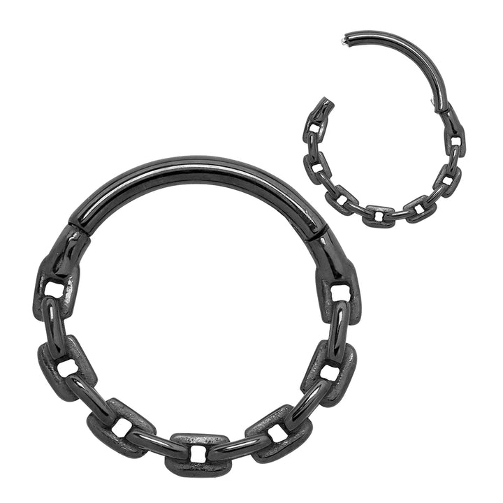 1 Pair Surgical Steel 16G Chain Link Hinged Hoop Sleeper Earrings