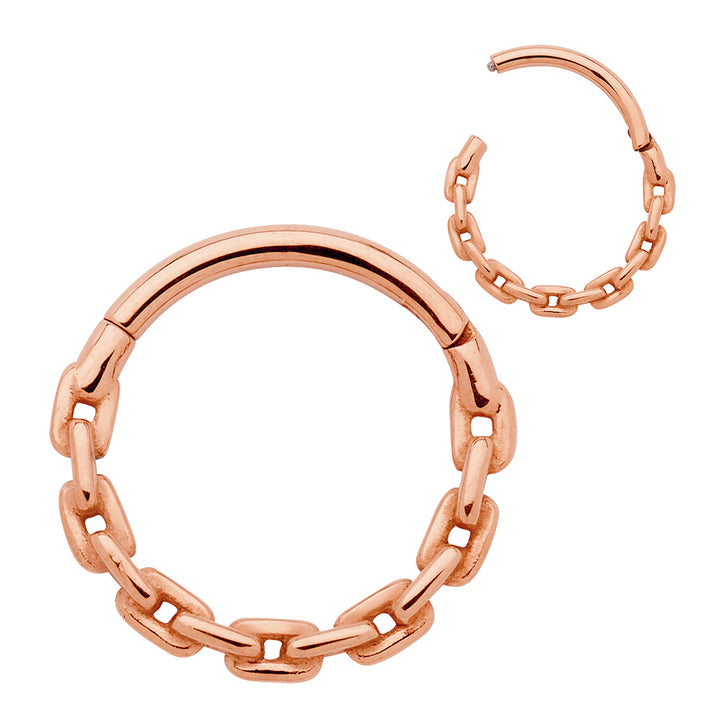 1 Pair Surgical Steel 16G Chain Link Hinged Hoop Sleeper Earrings