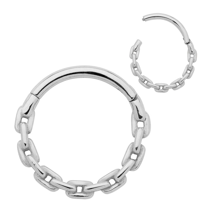 1 Pair Surgical Steel 16G Chain Link Hinged Hoop Sleeper Earrings