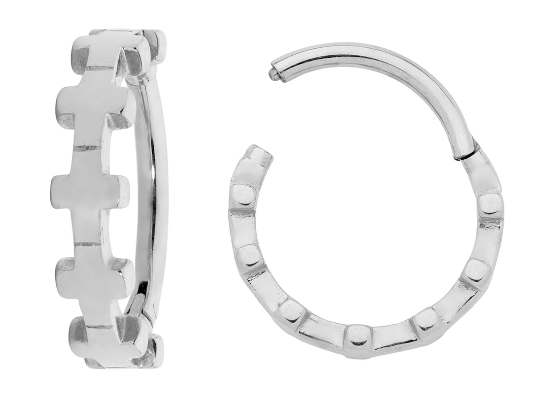 1 Piece 16G Stainless Steel Cross Hinged Hoop Segment Ring Earring 8mm 10mm
