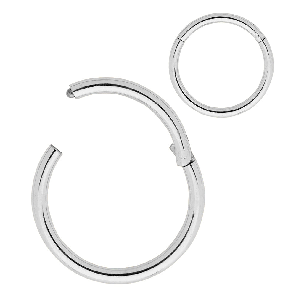 1 Piece 12G Stainless Steel Polished Hinged Hoop Segment Nose Ring Earring 10mm – 18mm
