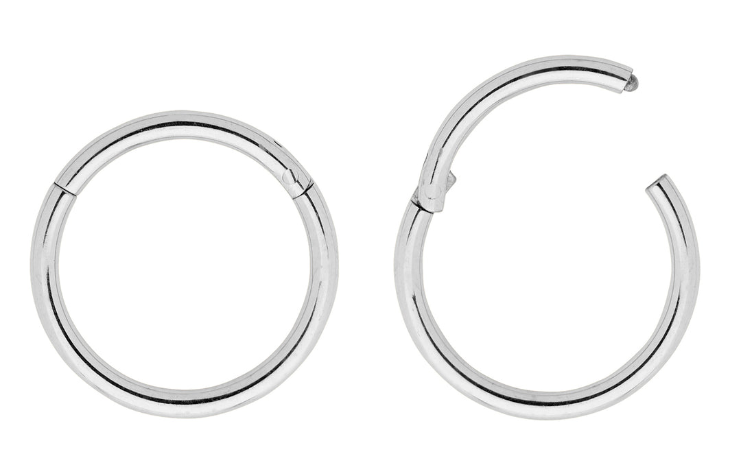 1 Pair 18G Stainless Steel Polished Hinged Hoop Sleeper Earrings 6mm - 13mm