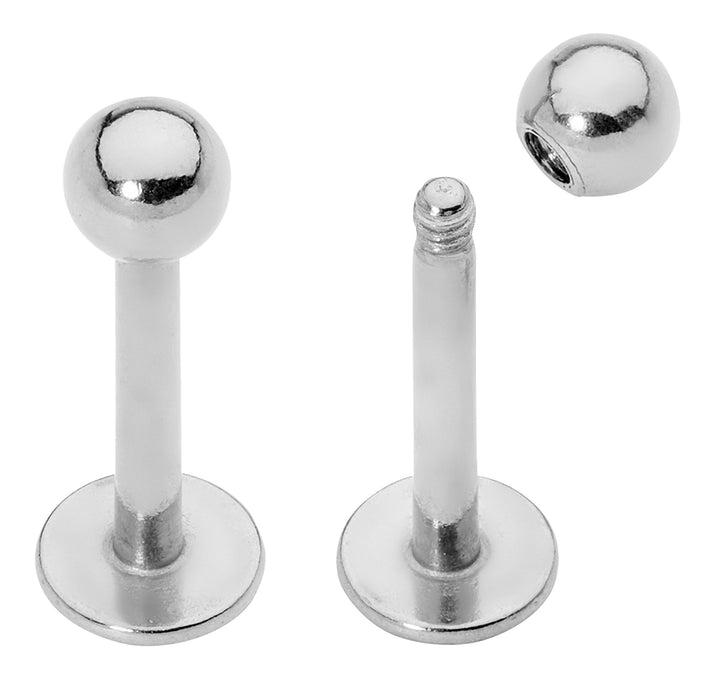 2 Pieces 18G – 14G Stainless Steel Labret Tragus Lip Nose Stud 6mm–12mm