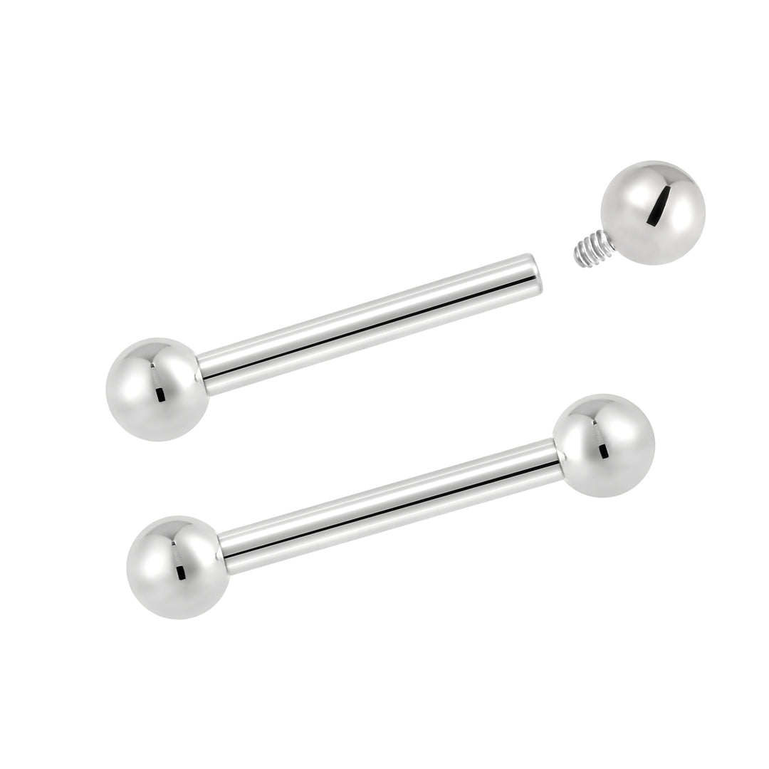 2 Pieces Titanium Implant Grade 16G Internally Threaded Tragus Helix Cartilage Ear Bar Barbell Body Jewellery 6mm