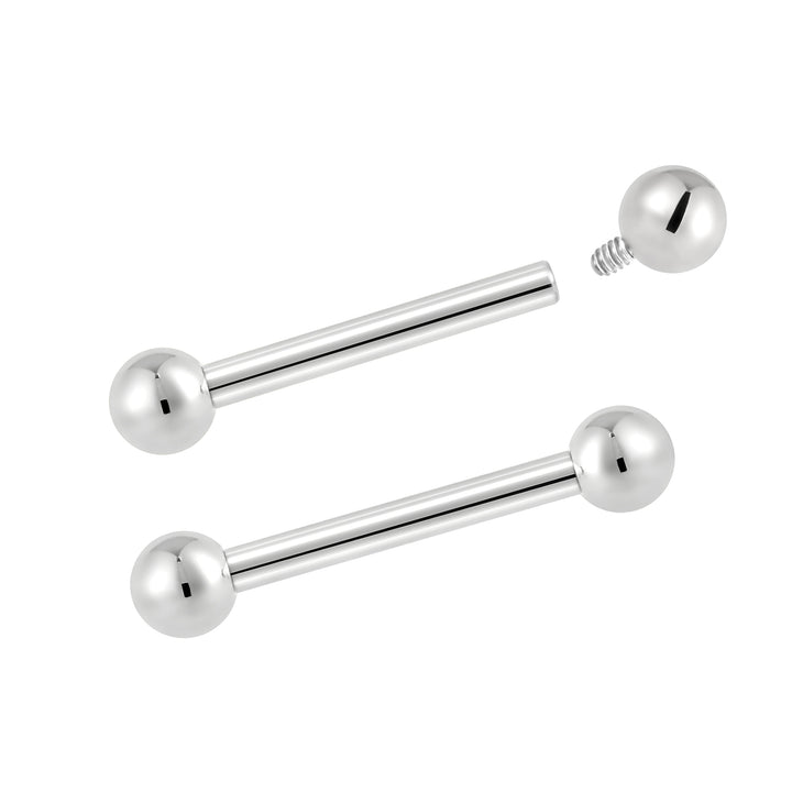 2 Pieces Titanium Implant Grade 16G Internally Threaded Tragus Helix Cartilage Ear Bar Barbell Body Jewellery 6mm
