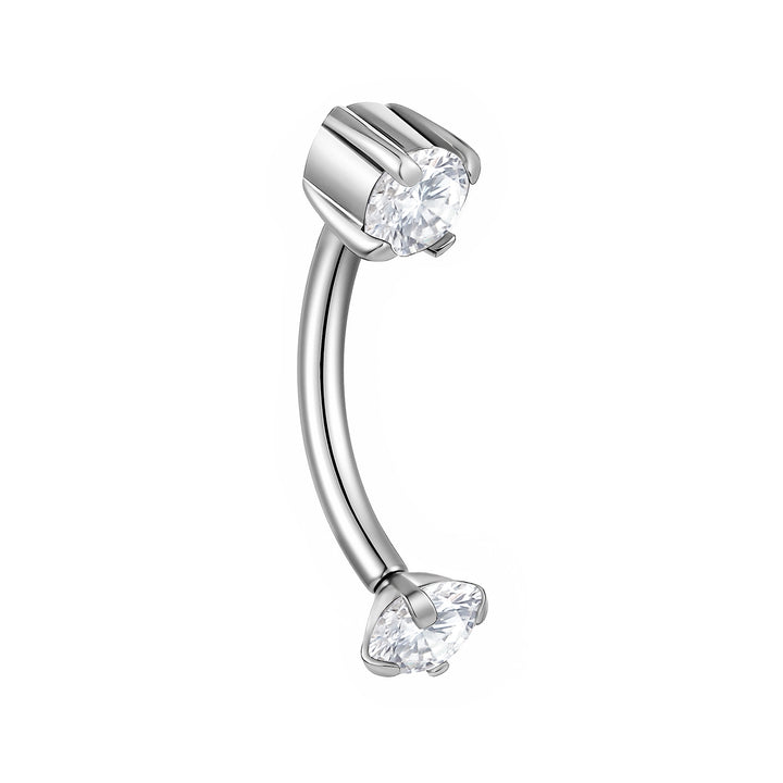 1 Pair Titanium 16G Threadless Gem Curved Barbell