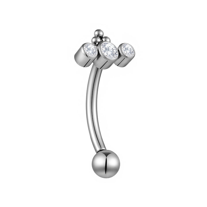 1 Pair Titanium 16G Threadless Gem Curved Barbell
