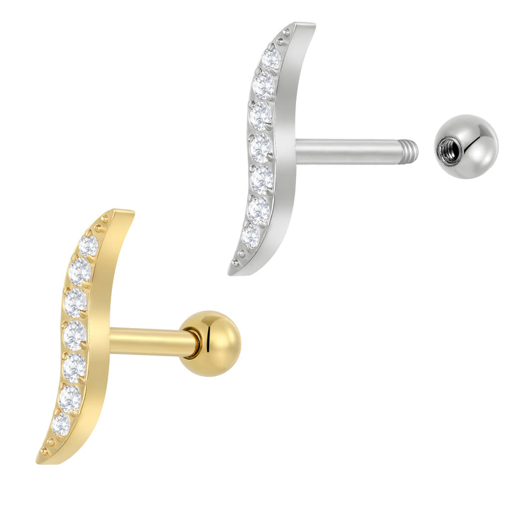 2 Pieces Titanium 16G Tragus Helix Cartilage Ear Bar Barbell Body Jewellery 6mm