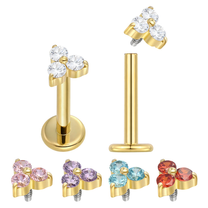 2 Pieces Titanium 16G Internally Threaded Monroe Lip Flat Back Labret Tragus Septum Nose Helix Rook Cartilage Earrings Body Piercing Jewellery