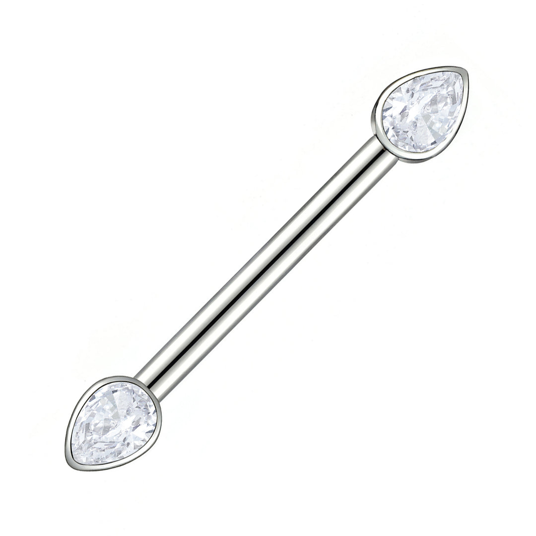1 Pair Titanium Pear Gem Threadless Nipple Barbells
