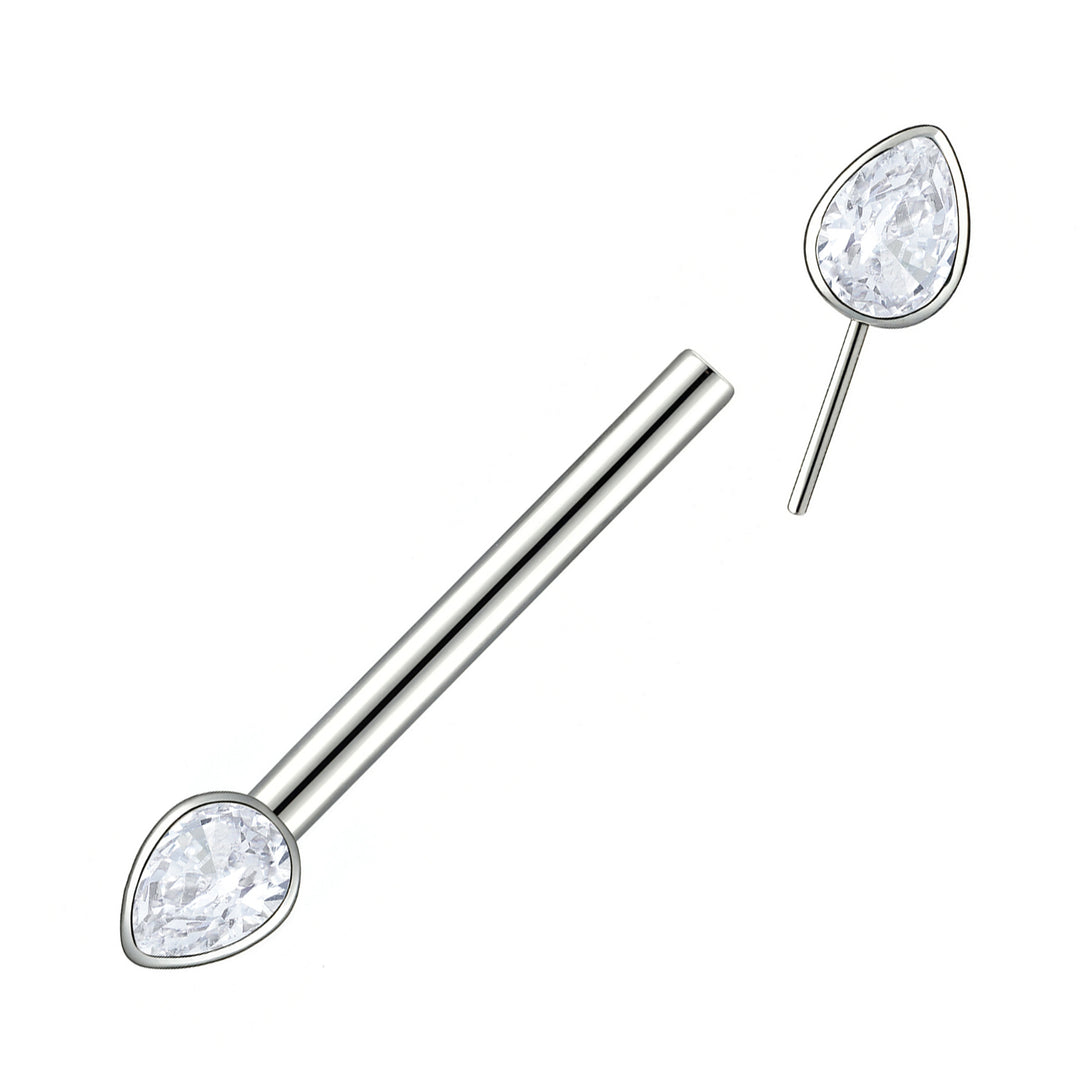 1 Pair Titanium Pear Gem Threadless Nipple Barbells