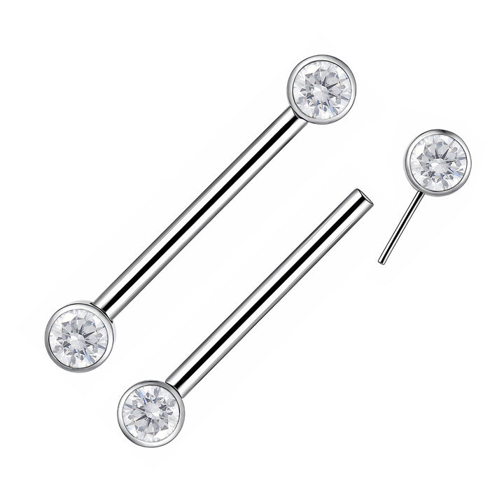 1 Pair Titanium Gem Threadless Nipple Barbells