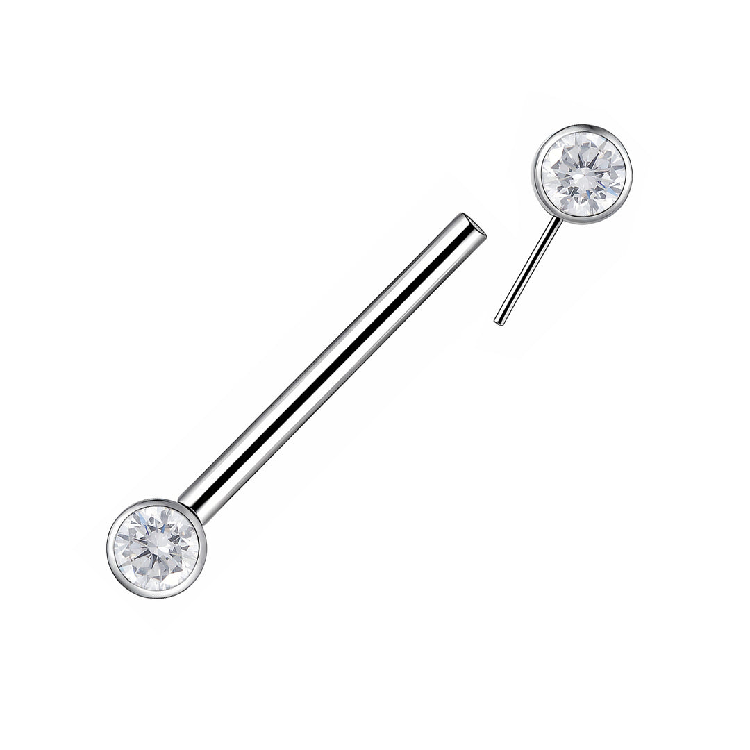 1 Pair Titanium Gem Threadless Nipple Barbells
