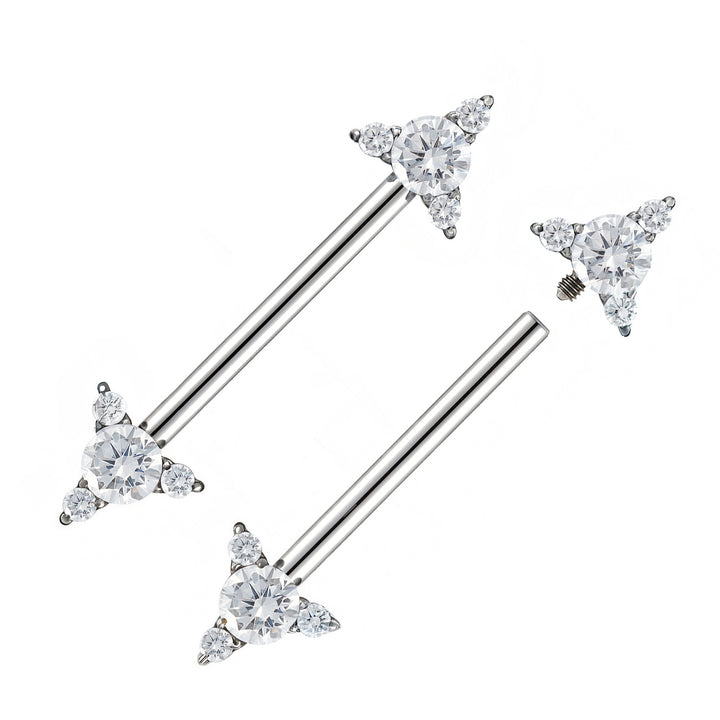 1 Pair Titanium Internally Threaded Gem Arrow Nipple Barbells